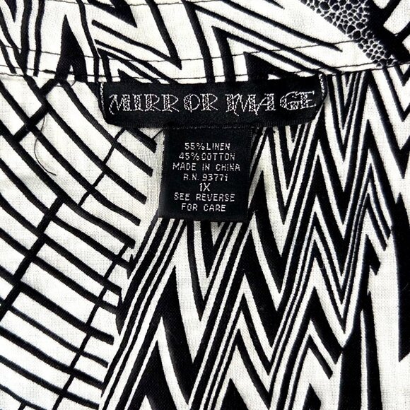Mirror Image Womens Black & White Geometric Zip Front Jacket Linen Blend 1X - Picture 6 of 7